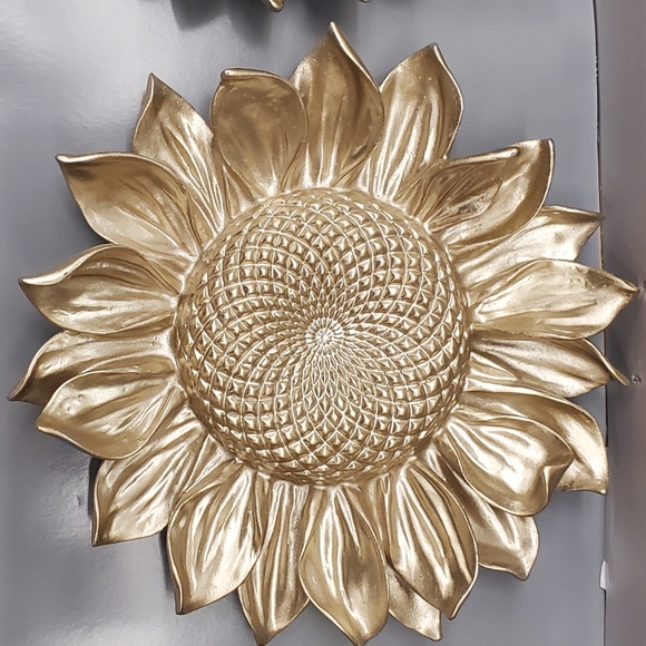 3 pc Ringley Gold Ceramic Sunflowers - Picture 2 of 3
